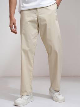 HIGHLANDER - Men Off White Straight Fit Trouser