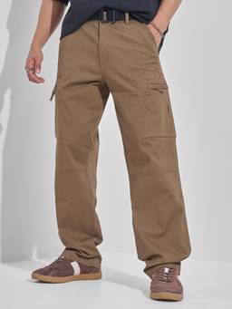 HIGHLANDER - Men Brown Relaxed Fit Cargos