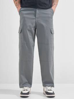 HIGHLANDER - Men Grey Solid High Rise Cargo