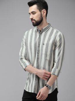 The Bear House - Men Multi Colour Striped Cotton Casual Shirt
