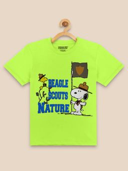 Kidsville - Kids Boys Peanuts Printed Neon Green Tshirt