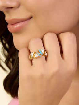 Isharya - Blue Triangles Infinity Ring
