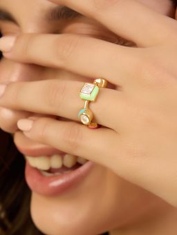 Isharya - White Stone Enamel Ring