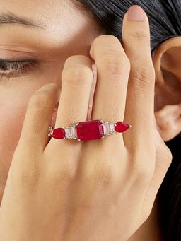 Isharya - Ruby Embrace Two-Finger Ring