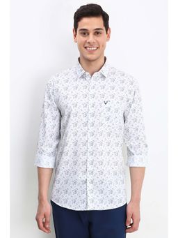 Allen Solly - Men White Slim Fit Print Full Sleeves Casual Shirts