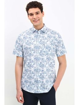 Allen Solly - Men Blue Slim Fit Print Half Sleeves Casual Shirts