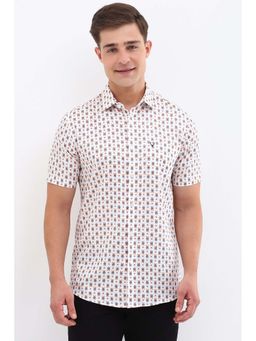 Allen Solly - Men White Slim Fit Print Half Sleeves Casual Shirts