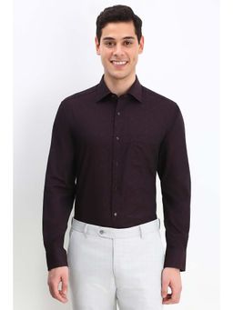 Allen Solly - Men Maroon Regular Fit Print Full Sleeves Formal Shirt