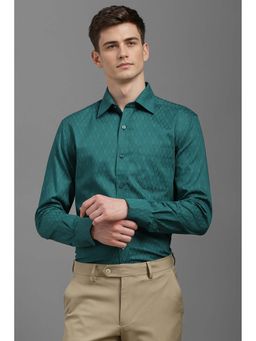 Louis Philippe - Men Green Classic Fit Print Full Sleeves Formal Shirt