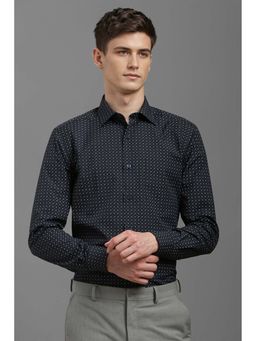 Louis Philippe - Men Black Classic Fit Print Full Sleeves Formal Shirt