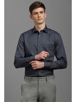 Louis Philippe - Men Navy Classic Fit Print Full Sleeves Formal Shirt