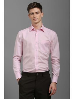 Louis Philippe - Men Pink Classic Fit Textured Full Sleeves Formal Shirt