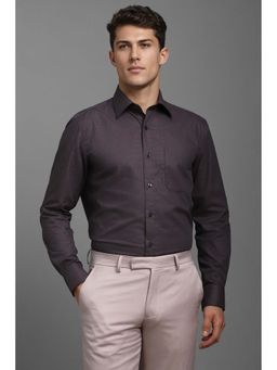 Louis Philippe - Men Brown Classic Fit Textured Full Sleeves Formal Shirt