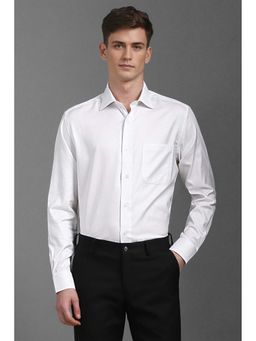 Louis Philippe - Men White Classic Fit Textured Full Sleeves Formal Shirt