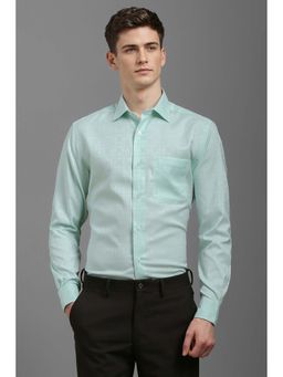 Louis Philippe - Men Green Classic Fit Print Full Sleeves Formal Shirt
