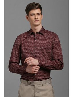 Louis Philippe - Men Maroon Classic Fit Print Full Sleeves Formal Shirt