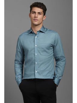 Louis Philippe - Men Blue Classic Fit Print Full Sleeves Formal Shirt