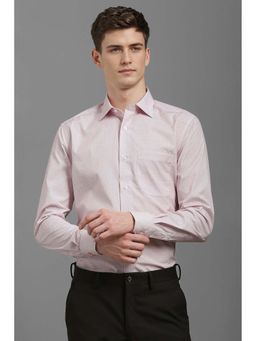 Louis Philippe - Men Pink Classic Fit Print Full Sleeves Formal Shirt