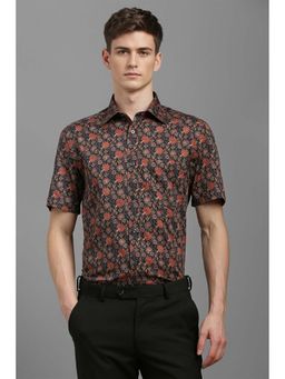 Louis Philippe - Men Black Classic Fit Print Half Sleeves Formal Shirt