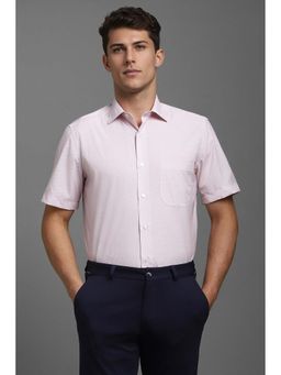 Louis Philippe - Men Pink Classic Fit Print Half Sleeves Formal Shirt