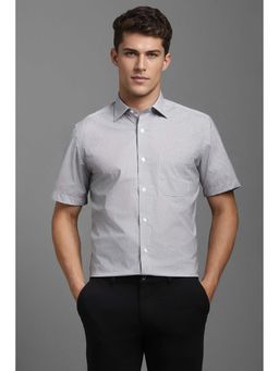 Louis Philippe - Men Grey Classic Fit Print Half Sleeves Formal Shirt