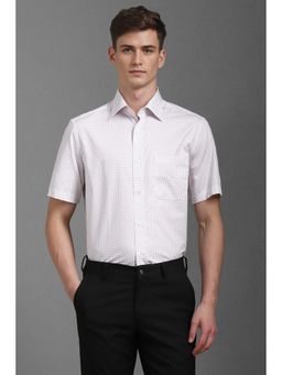 Louis Philippe - Men White Classic Fit Print Half Sleeves Formal Shirt