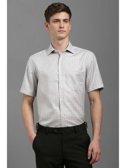 Louis Philippe - Men Grey Classic Fit Check Half Sleeves Formal Shirt