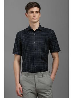 Louis Philippe - Men Black Classic Fit Check Half Sleeves Formal Shirt