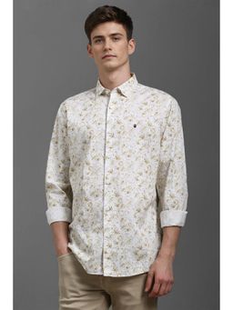 Louis Philippe - Men White Slim Fit Print Full Sleeves Casual Shirt
