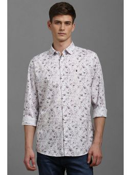 Louis Philippe - Men White Slim Fit Print Full Sleeves Casual Shirt