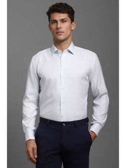 Louis Philippe - Men White Classic Fit Check Full Sleeves Formal Shirt