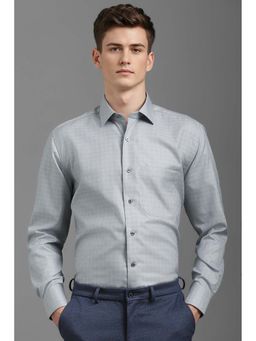 Louis Philippe - Men Grey Classic Fit Check Full Sleeves Formal Shirt