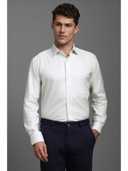 Louis Philippe - Men White Classic Fit Check Full Sleeves Formal Shirt
