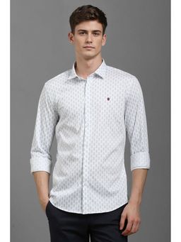 Louis Philippe - Men White Smart Fit Print Full Sleeves Casual Shirt