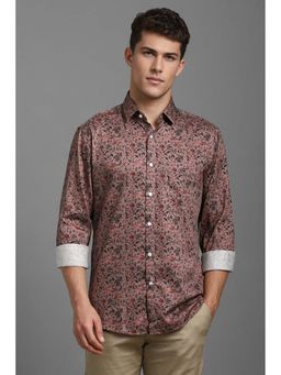 Louis Philippe - Men Maroon Slim Fit Print Full Sleeves Casual Shirt