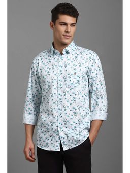 Louis Philippe - Men Blue Slim Fit Print Full Sleeves Casual Shirt