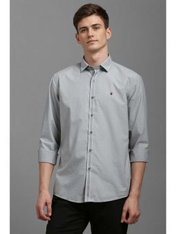 Louis Philippe - Men Grey Slim Fit Textured Full Sleeves Casual Shirt