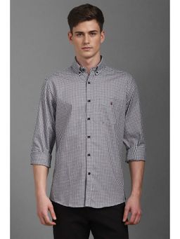 Louis Philippe - Men Black Slim Fit Check Full Sleeves Casual Shirt