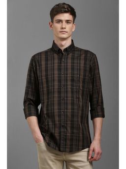 Louis Philippe - Men Brown Slim Fit Check Full Sleeves Casual Shirt