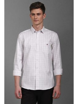 Louis Philippe - Men White Slim Fit Check Full Sleeves Casual Shirt