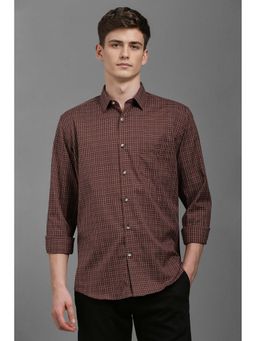 Louis Philippe - Men Brown Slim Fit Check Full Sleeves Casual Shirt