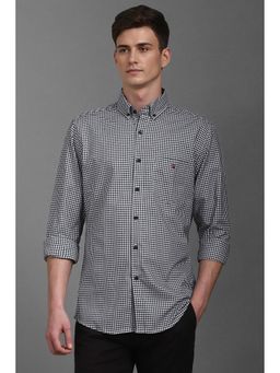 Louis Philippe - Men Black Slim Fit Check Full Sleeves Casual Shirt