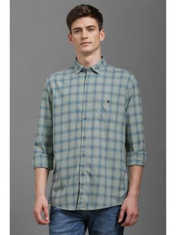 Louis Philippe - Men Grey Slim Fit Check Full Sleeves Casual Shirt