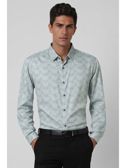 Van Heusen - Men Green Slim Fit Print Full Sleeves Party Shirt
