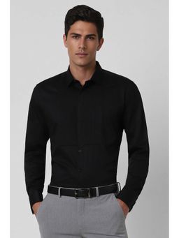 Van Heusen - Men Black Slim Fit Solid Full Sleeves Party Shirt