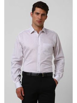 Van Heusen - Men White Regular Fit Print Full Sleeves Formal Shirt
