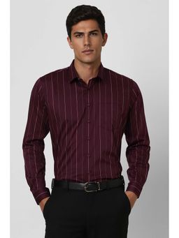 Van Heusen - Men Maroon Slim Fit Stripe Full Sleeves Formal Shirt