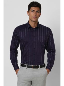 Van Heusen - Men Navy Slim Fit Stripe Full Sleeves Formal Shirt