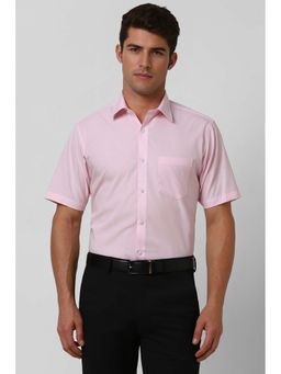Van Heusen - Men Pink Regular Fit Solid Half Sleeves Formal Shirt