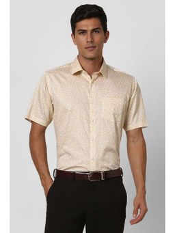 Van Heusen - Men Beige Regular Fit Print Half Sleeves Wedding Shirt